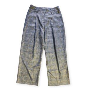 Jason Wu Wide Leg Plaid Single Pleat Metallic Thread Trouser Pants Women Size 8